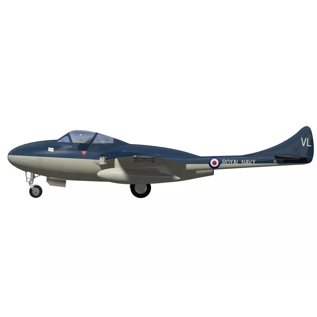 de Havilland DH100 Vampire T11 3D Model – High Poly Military Aircraft, FBX - View 11