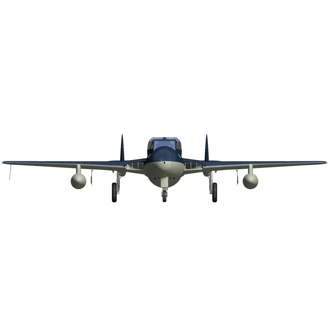 de Havilland DH100 Vampire T11 3D Model – High Poly Military Aircraft, FBX - View 12