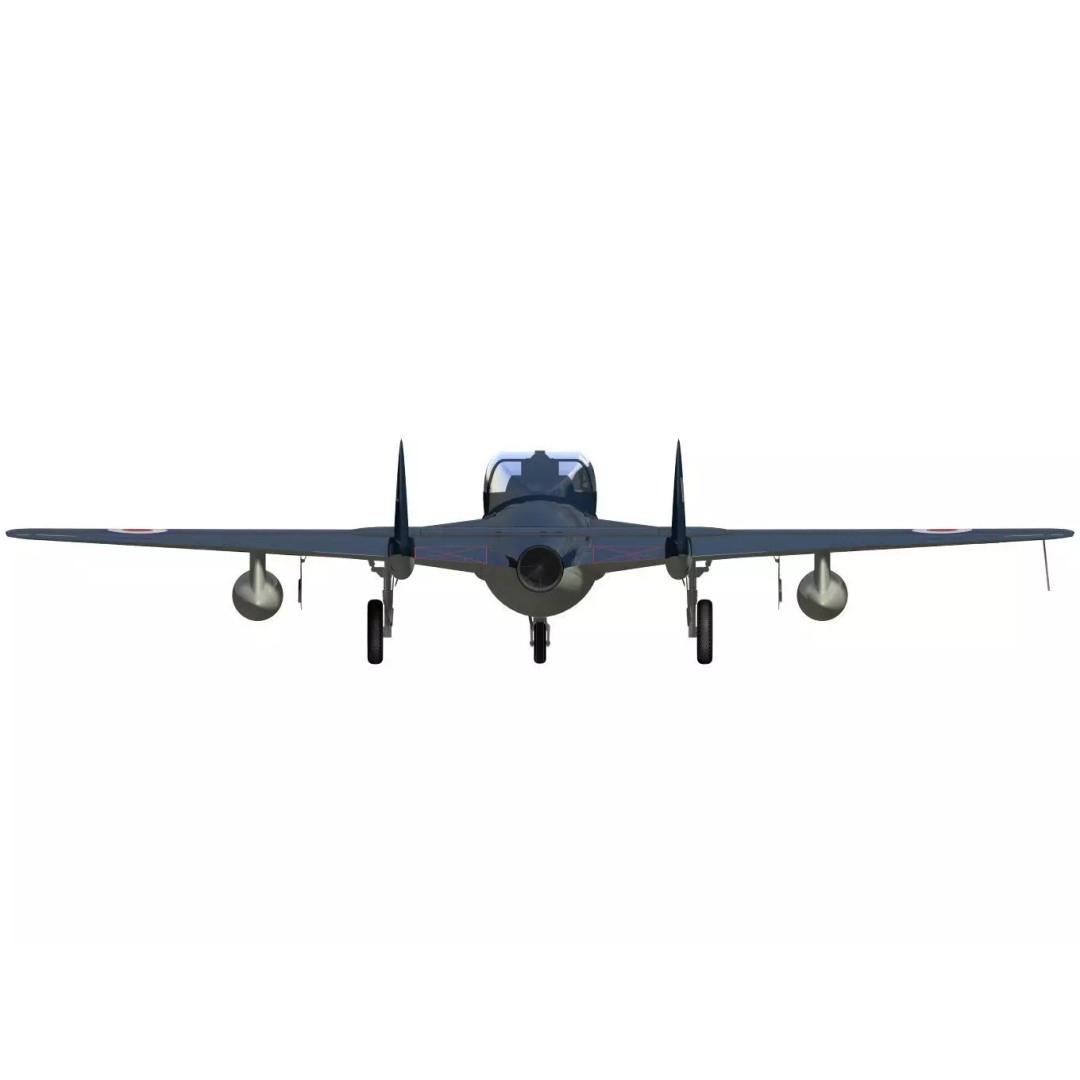 de Havilland DH100 Vampire T11 3D Model – High Poly Military Aircraft, FBX - View 13