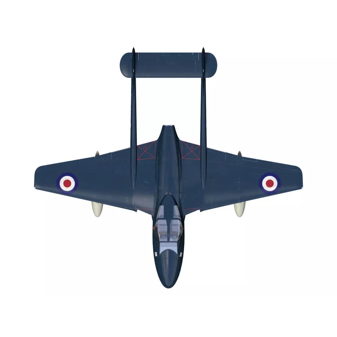 de Havilland DH100 Vampire T11 3D Model – High Poly Military Aircraft, FBX - View 14