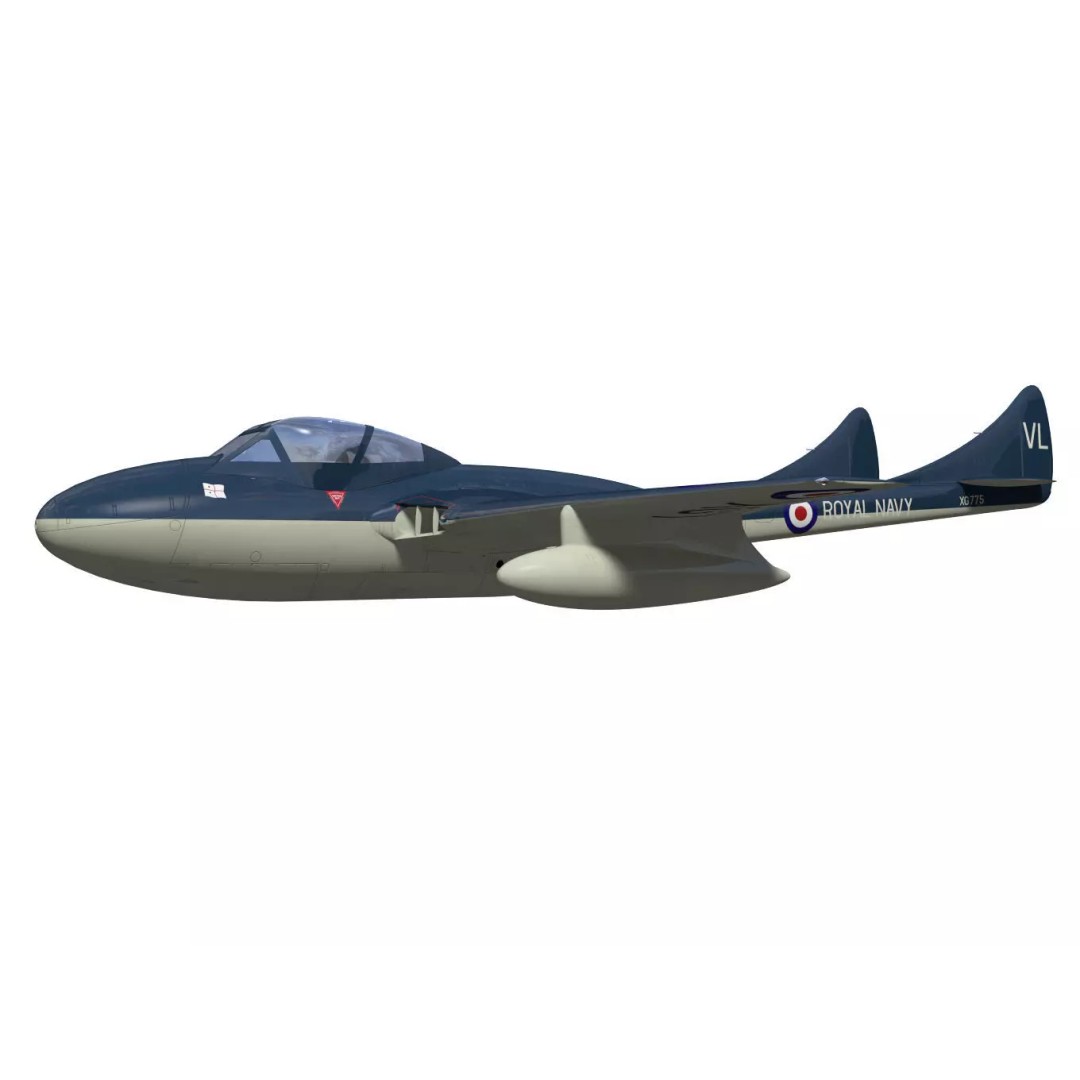 de Havilland DH100 Vampire T11 3D Model – High Poly Military Aircraft, FBX - View 4