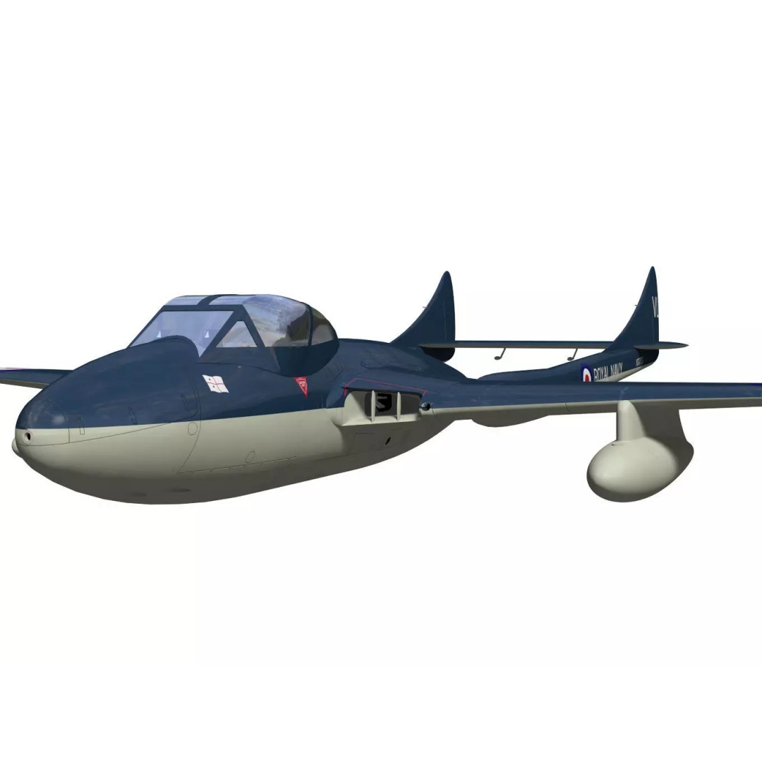 de Havilland DH100 Vampire T11 3D Model – High Poly Military Aircraft, FBX - View 6