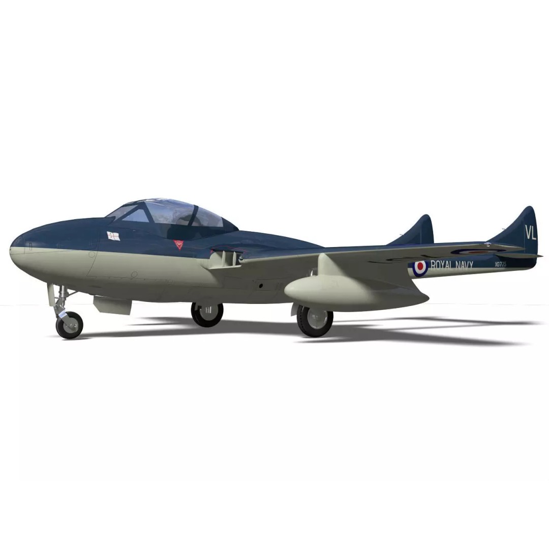de Havilland DH100 Vampire T11 3D Model – High Poly Military Aircraft, FBX - View 7