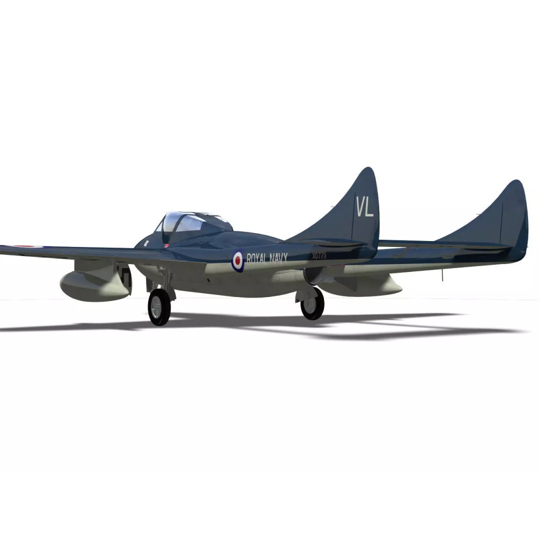 de Havilland DH100 Vampire T11 3D Model – High Poly Military Aircraft, FBX - View 8