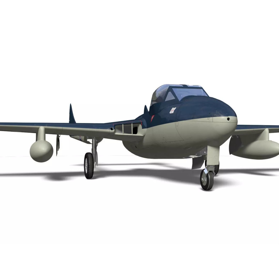 de Havilland DH100 Vampire T11 3D Model – High Poly Military Aircraft, FBX - View 9