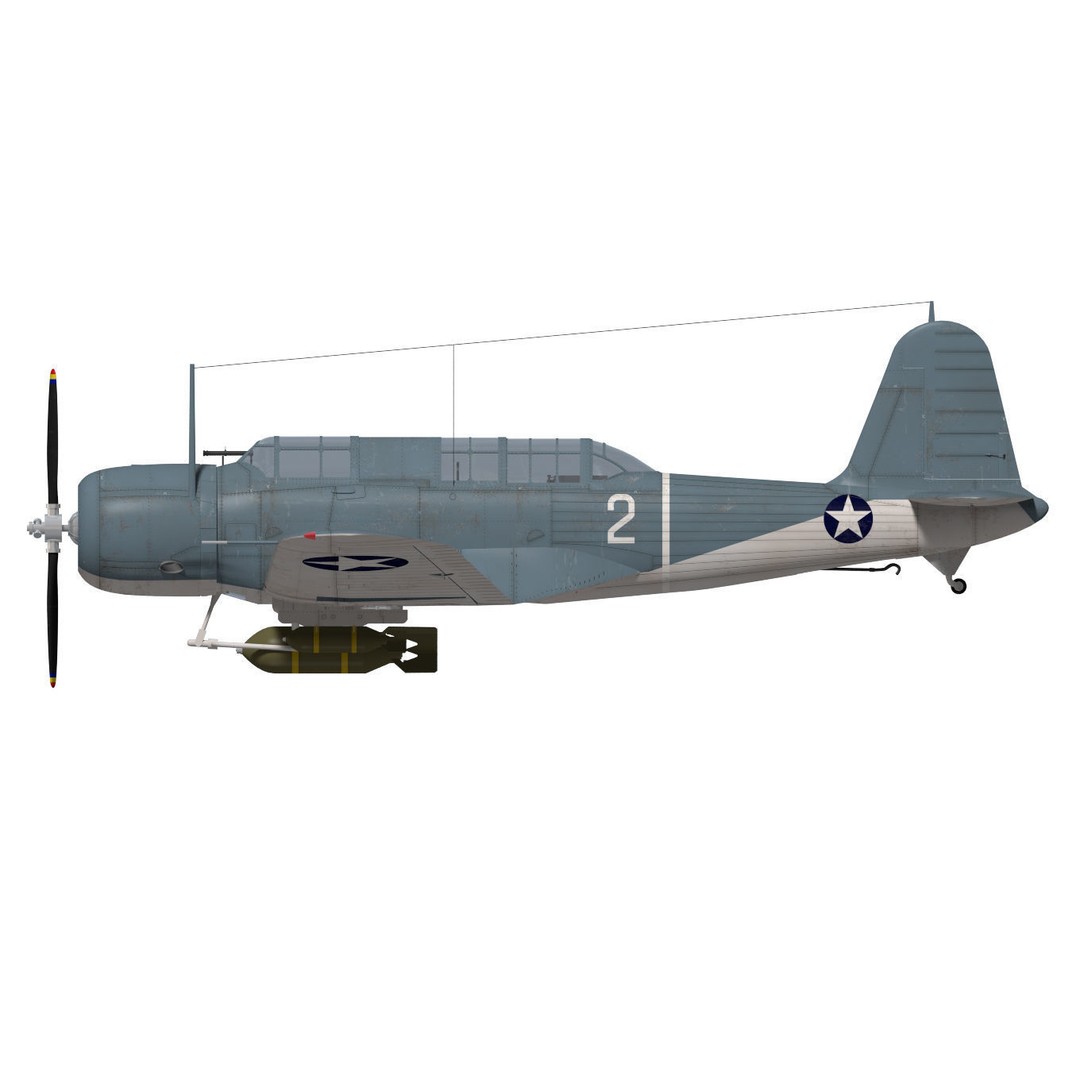Chance Vought SB2U-3 Vindicator 3D Model – High Poly Aircraft for Animation - View 10