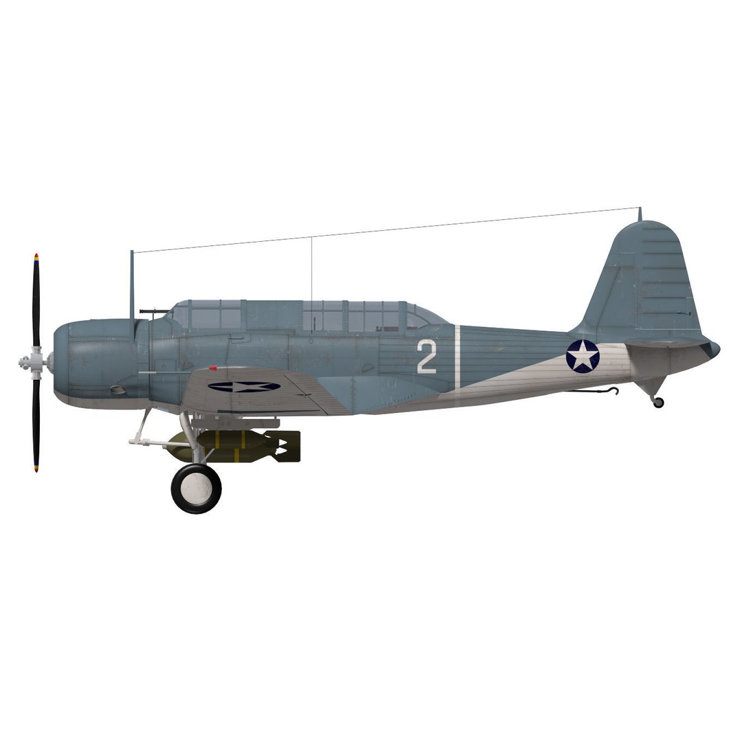 Chance Vought SB2U-3 Vindicator 3D Model – High Poly Aircraft for Animation - View 11