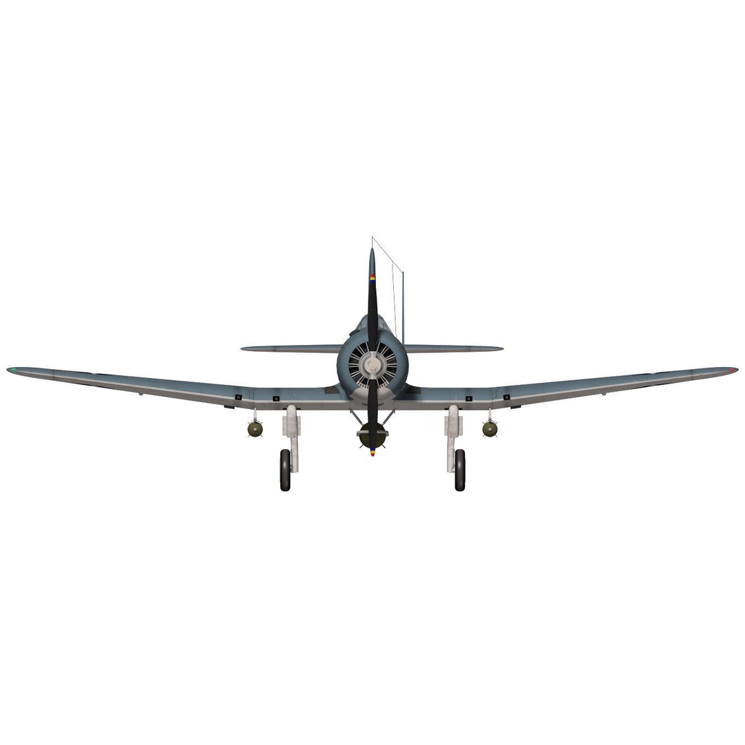 Chance Vought SB2U-3 Vindicator 3D Model – High Poly Aircraft for Animation - View 13