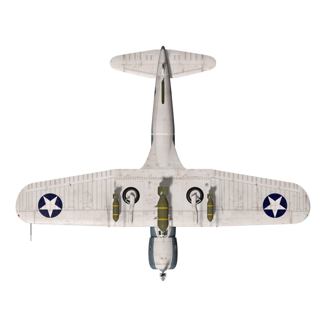 Chance Vought SB2U-3 Vindicator 3D Model – High Poly Aircraft for Animation - View 15