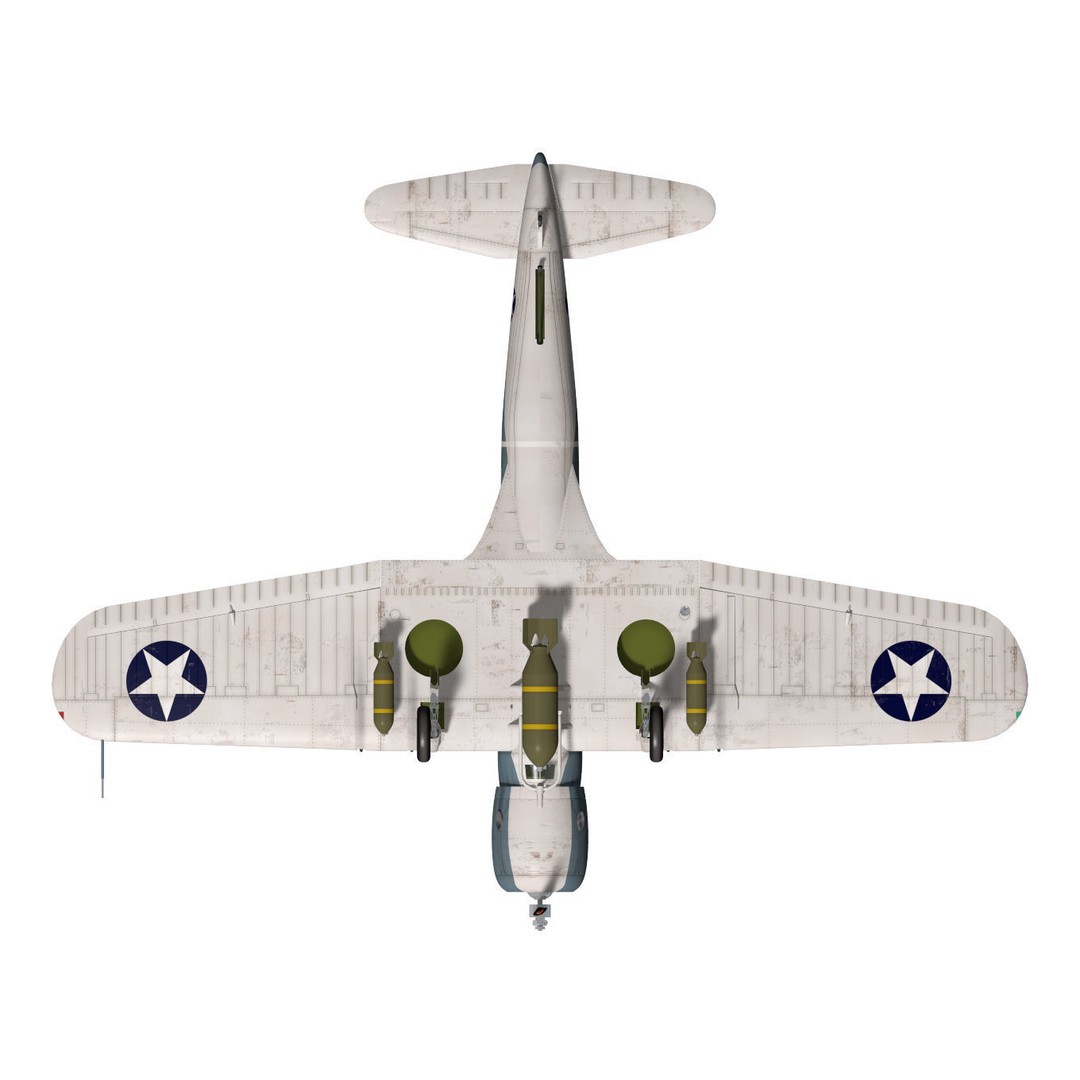 Chance Vought SB2U-3 Vindicator 3D Model – High Poly Aircraft for Animation - View 16