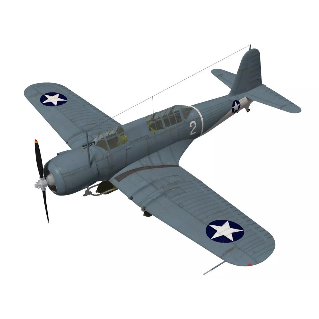 Chance Vought SB2U-3 Vindicator 3D Model – High Poly Aircraft for Animation - View 2