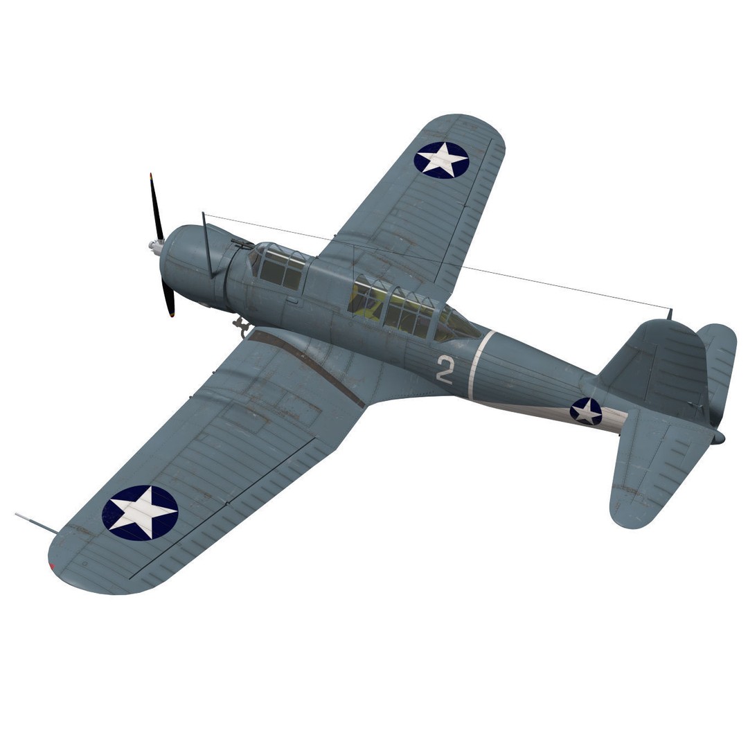 Chance Vought SB2U-3 Vindicator 3D Model – High Poly Aircraft for Animation - View 3