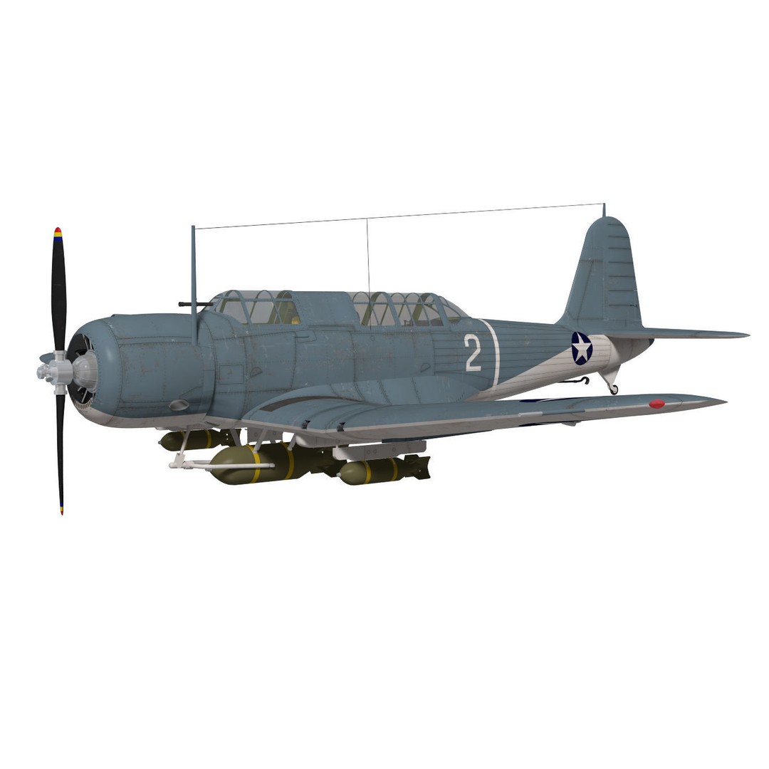 Chance Vought SB2U-3 Vindicator 3D Model – High Poly Aircraft for Animation - View 4