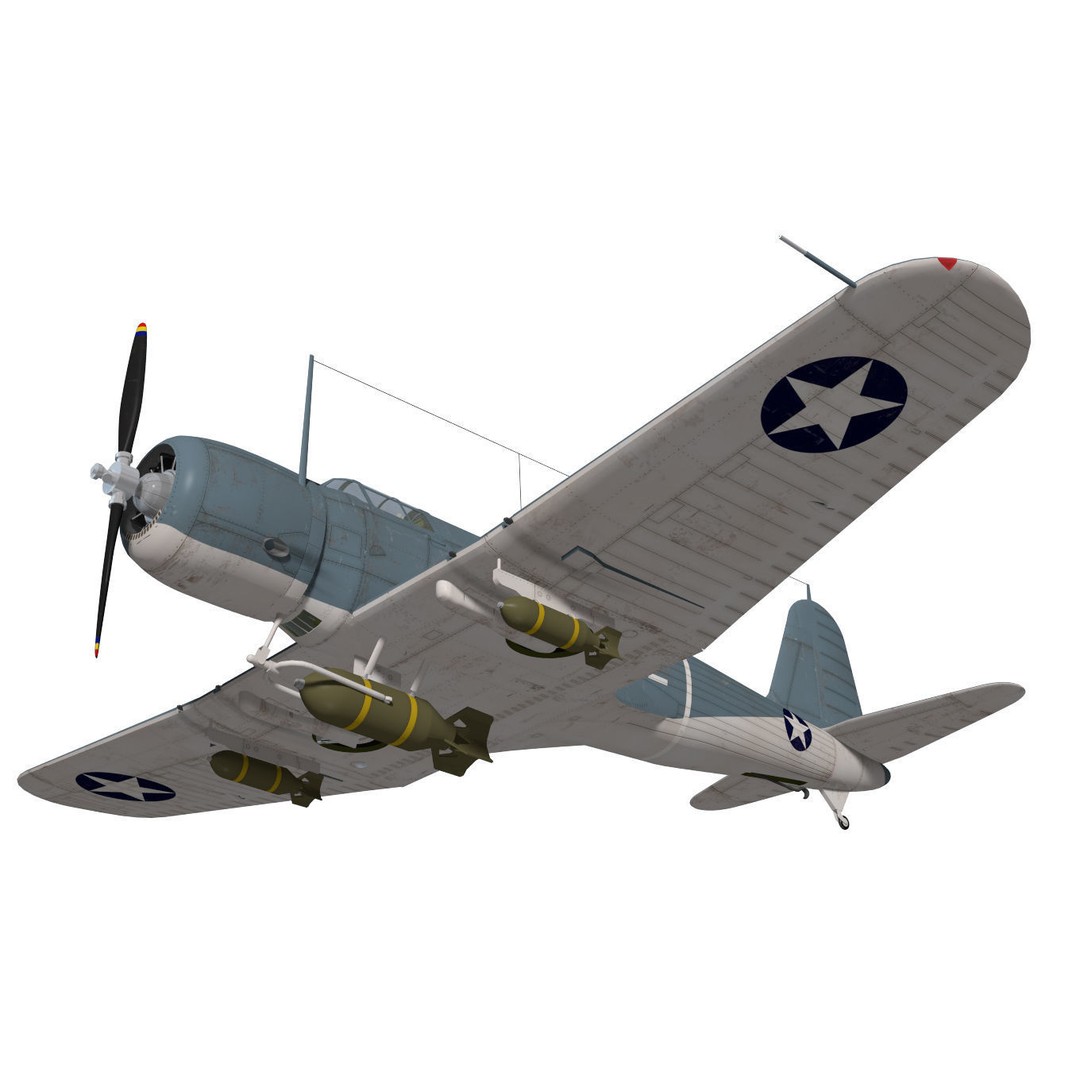 Chance Vought SB2U-3 Vindicator 3D Model – High Poly Aircraft for Animation - View 5