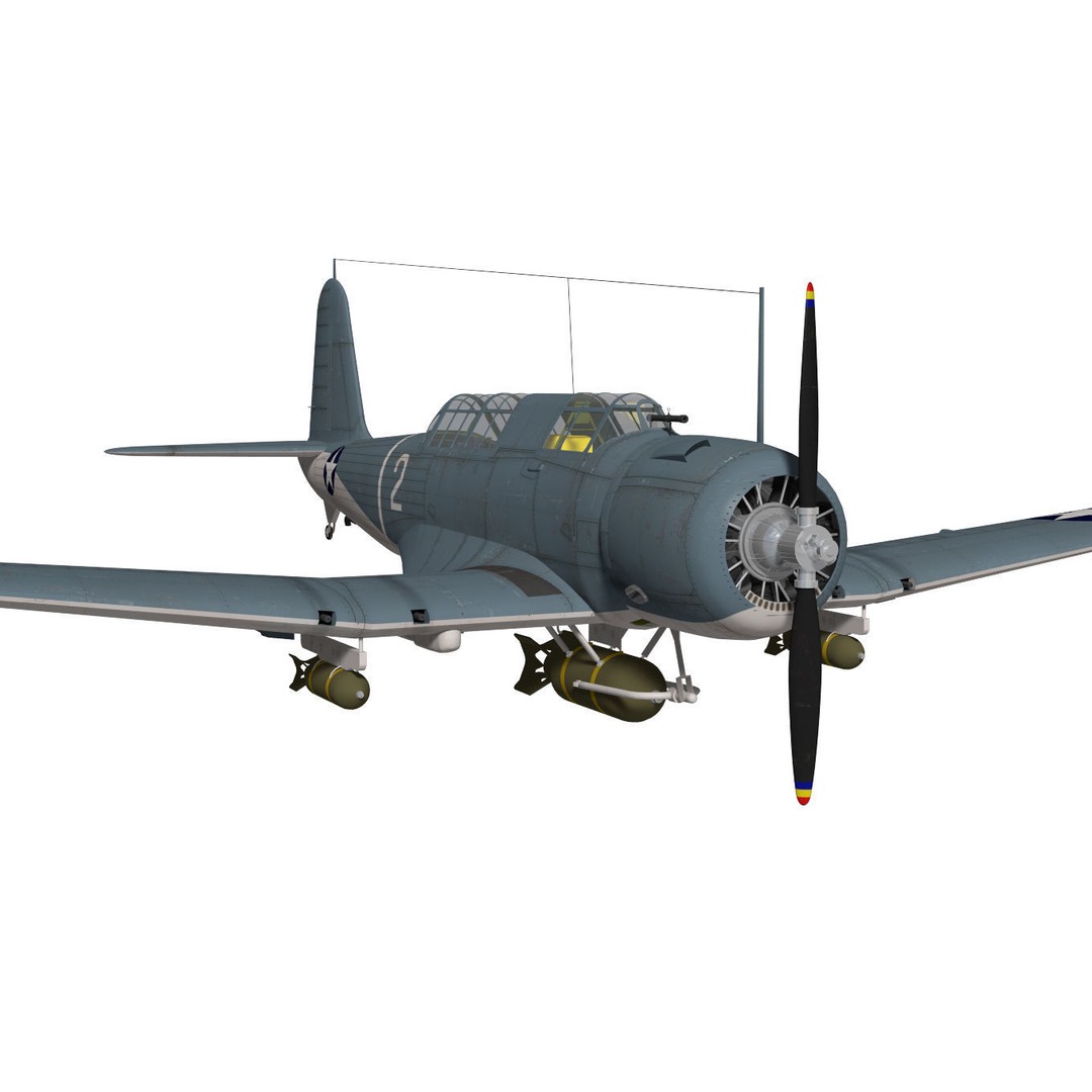 Chance Vought SB2U-3 Vindicator 3D Model – High Poly Aircraft for Animation - View 6