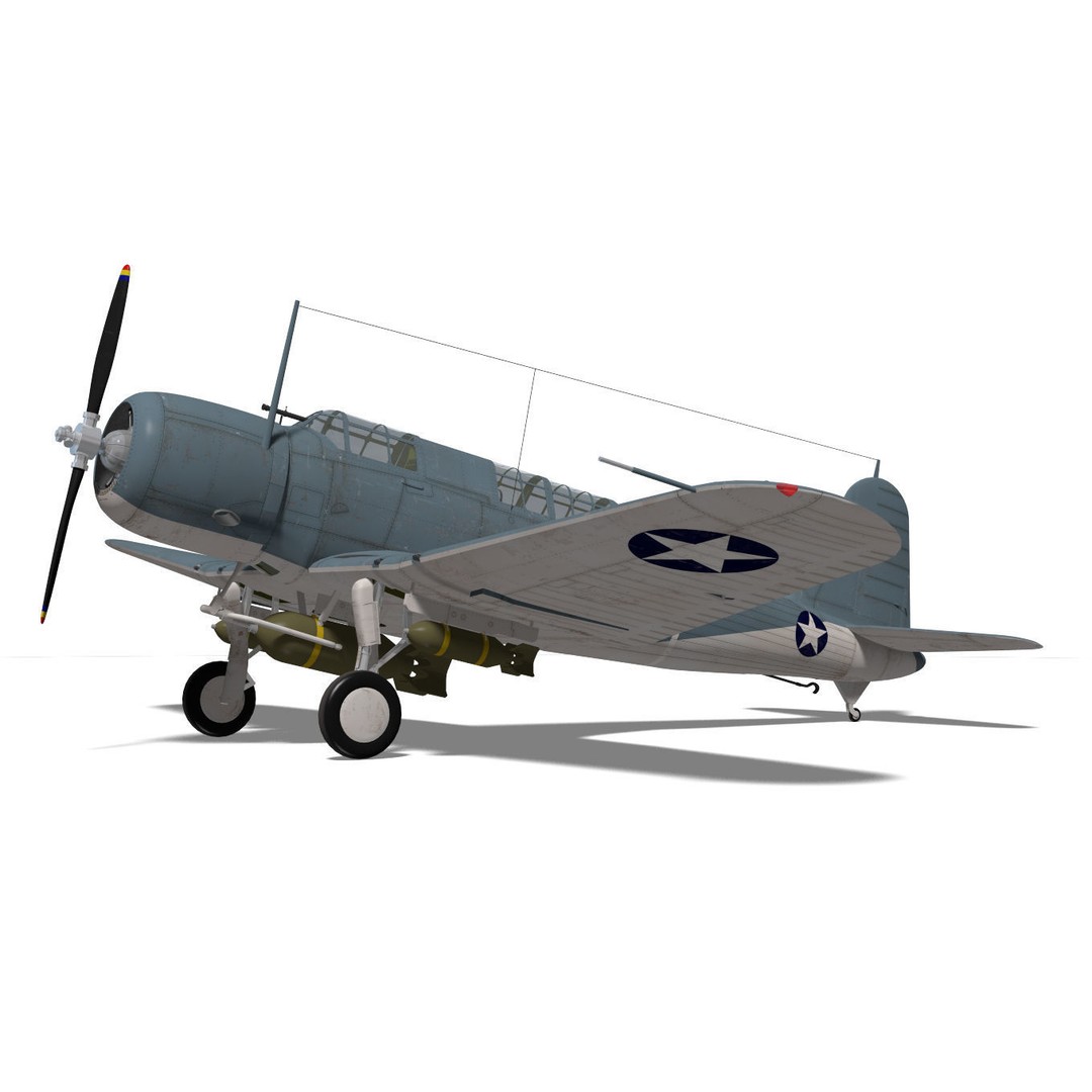Chance Vought SB2U-3 Vindicator 3D Model – High Poly Aircraft for Animation - View 7