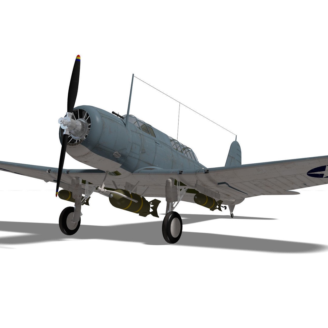 Chance Vought SB2U-3 Vindicator 3D Model – High Poly Aircraft for Animation - View 9