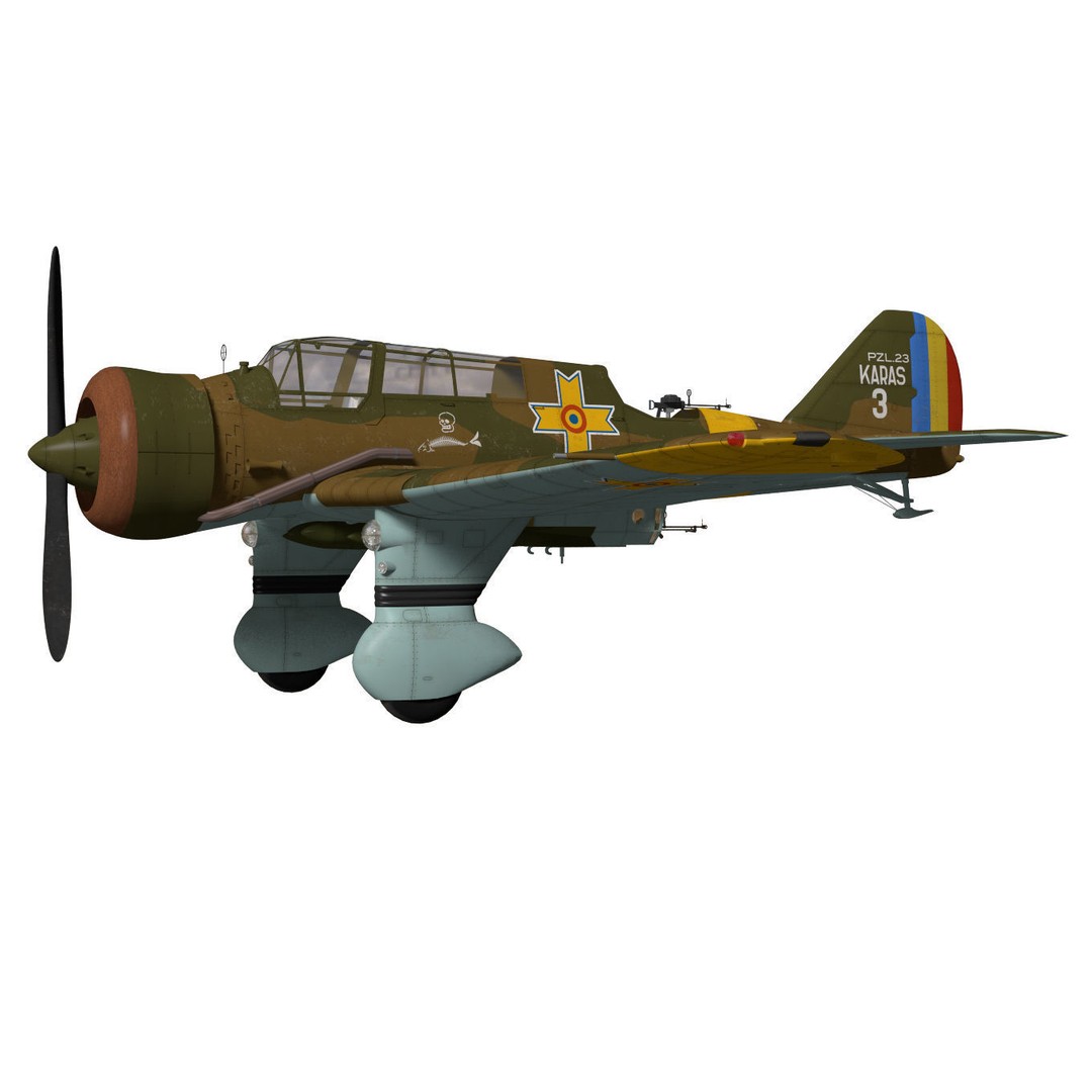 PZL.23 Karas 3D Model – High Poly Military Aircraft, FBX - View 4
