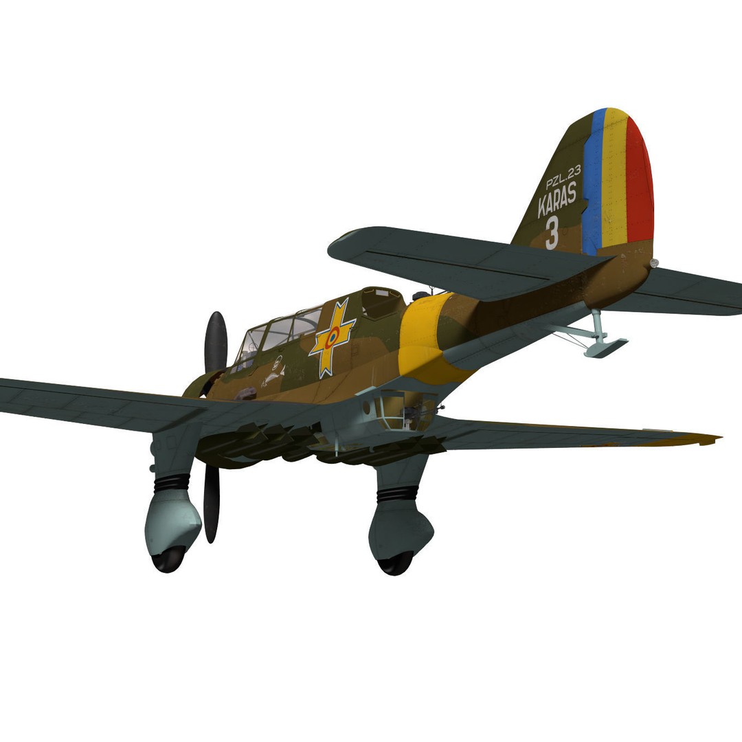 PZL.23 Karas 3D Model – High Poly Military Aircraft, FBX - View 7