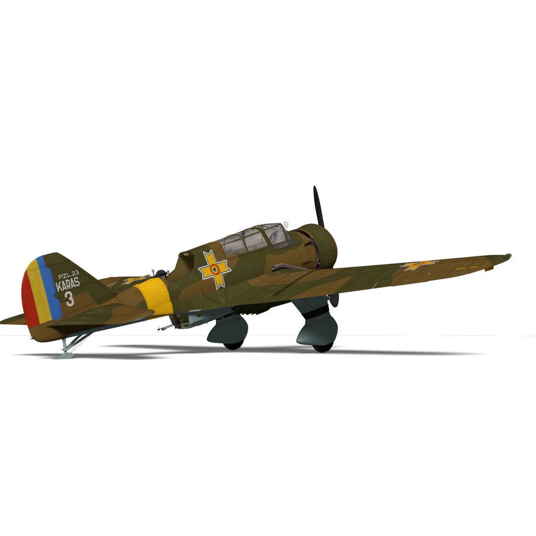 PZL.23 Karas 3D Model – High Poly Military Aircraft, FBX - View 9