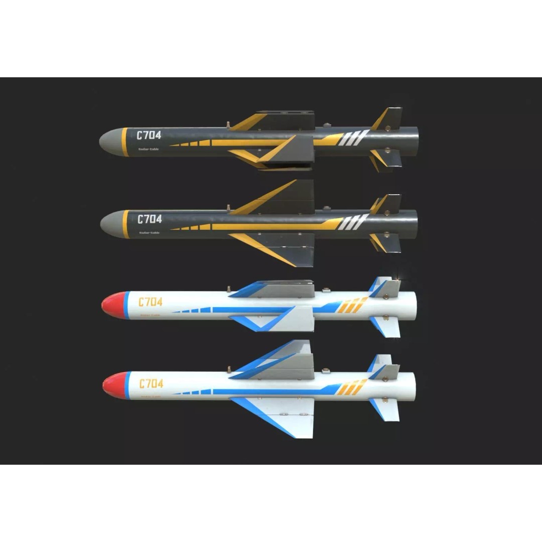 C-704 Air-to-Ground Missile 3D Model – Low Poly Game Asset, FBX - View 2