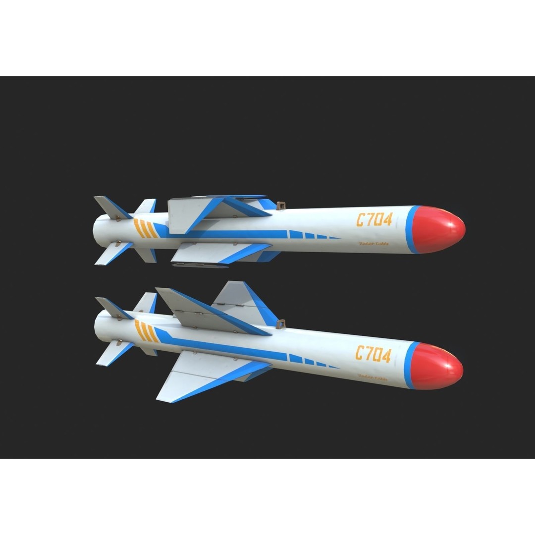 C-704 Air-to-Ground Missile 3D Model – Low Poly Game Asset, FBX - View 4