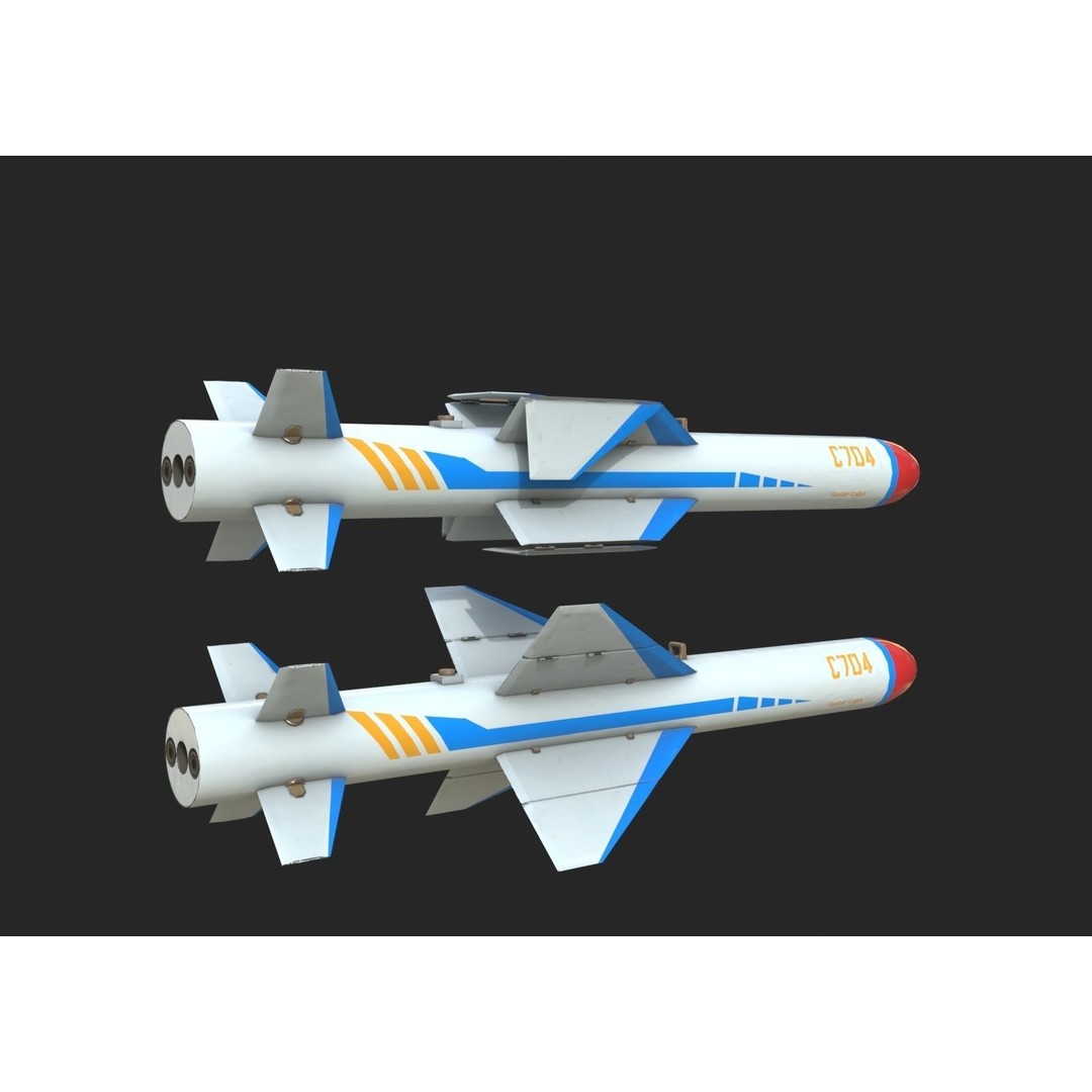 C-704 Air-to-Ground Missile 3D Model – Low Poly Game Asset, FBX - View 5