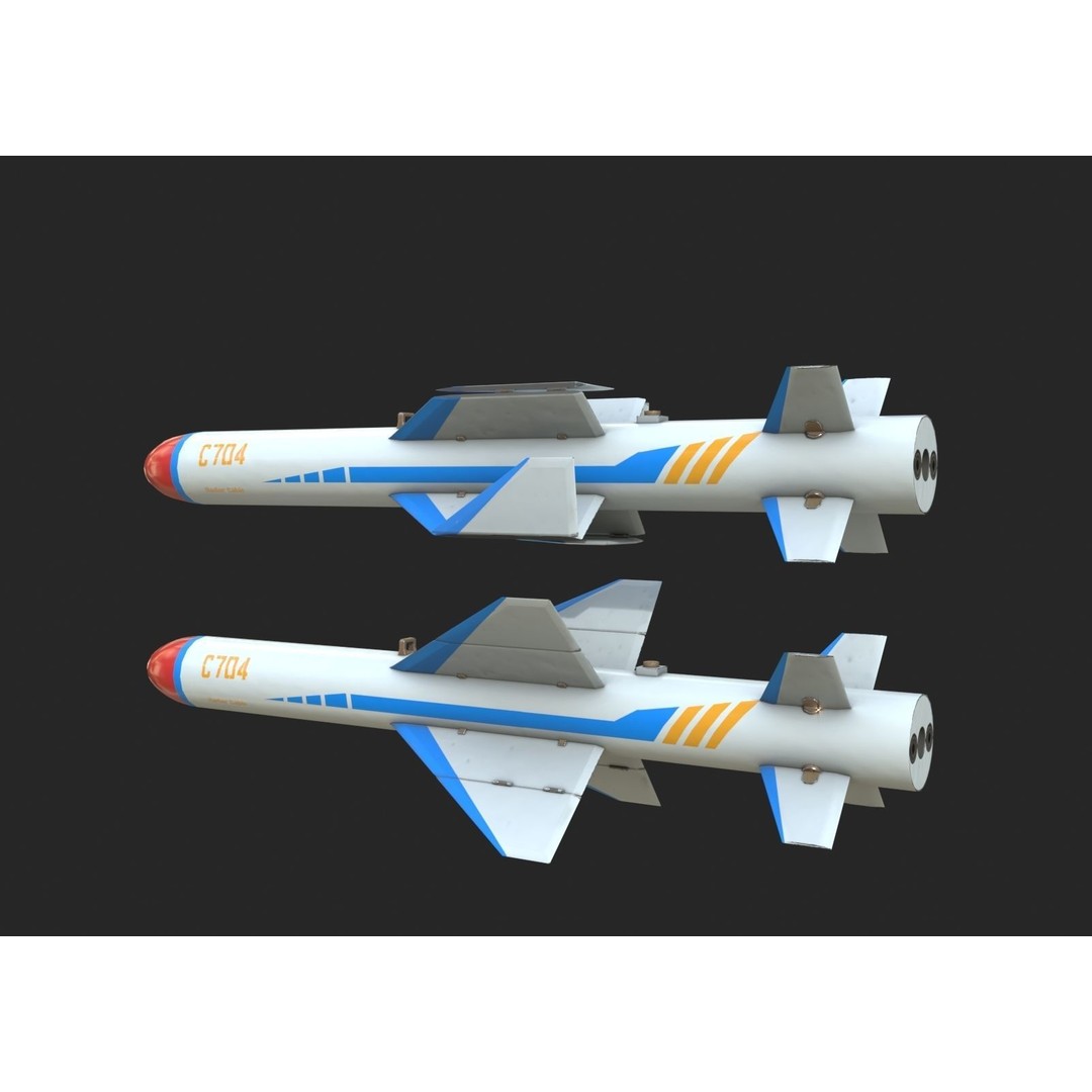 C-704 Air-to-Ground Missile 3D Model – Low Poly Game Asset, FBX - View 6