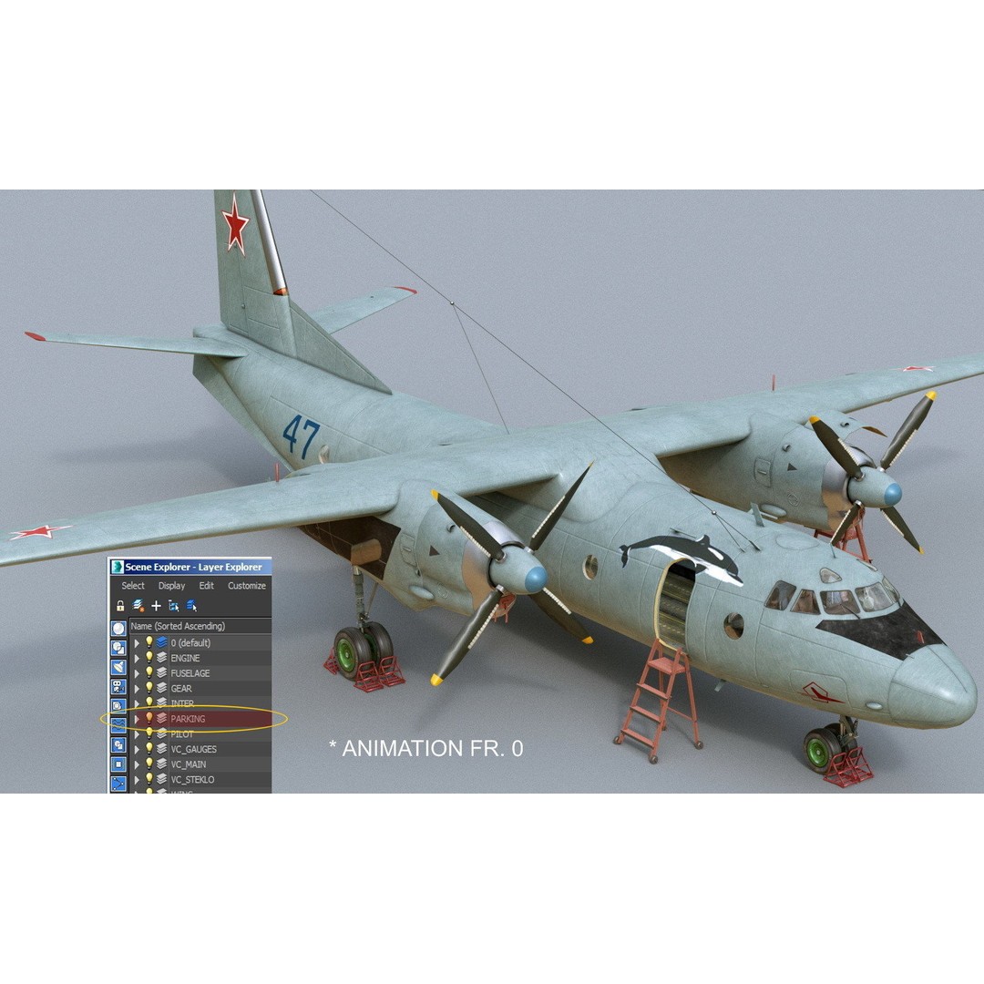 Antonov An-26 3D Model – Military Transport Aircraft, FBX, OBJ - View 10