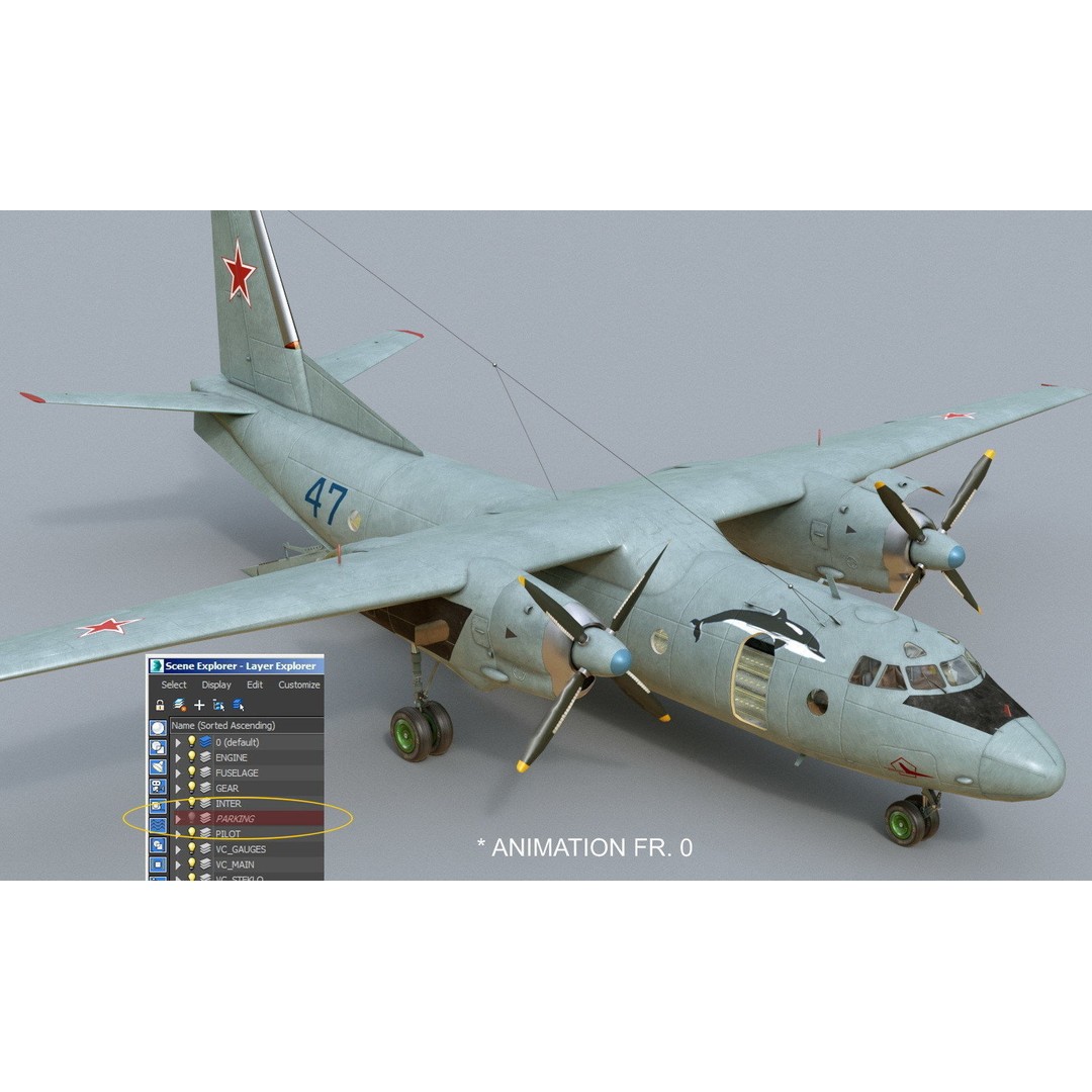 Antonov An-26 3D Model – Military Transport Aircraft, FBX, OBJ - View 11