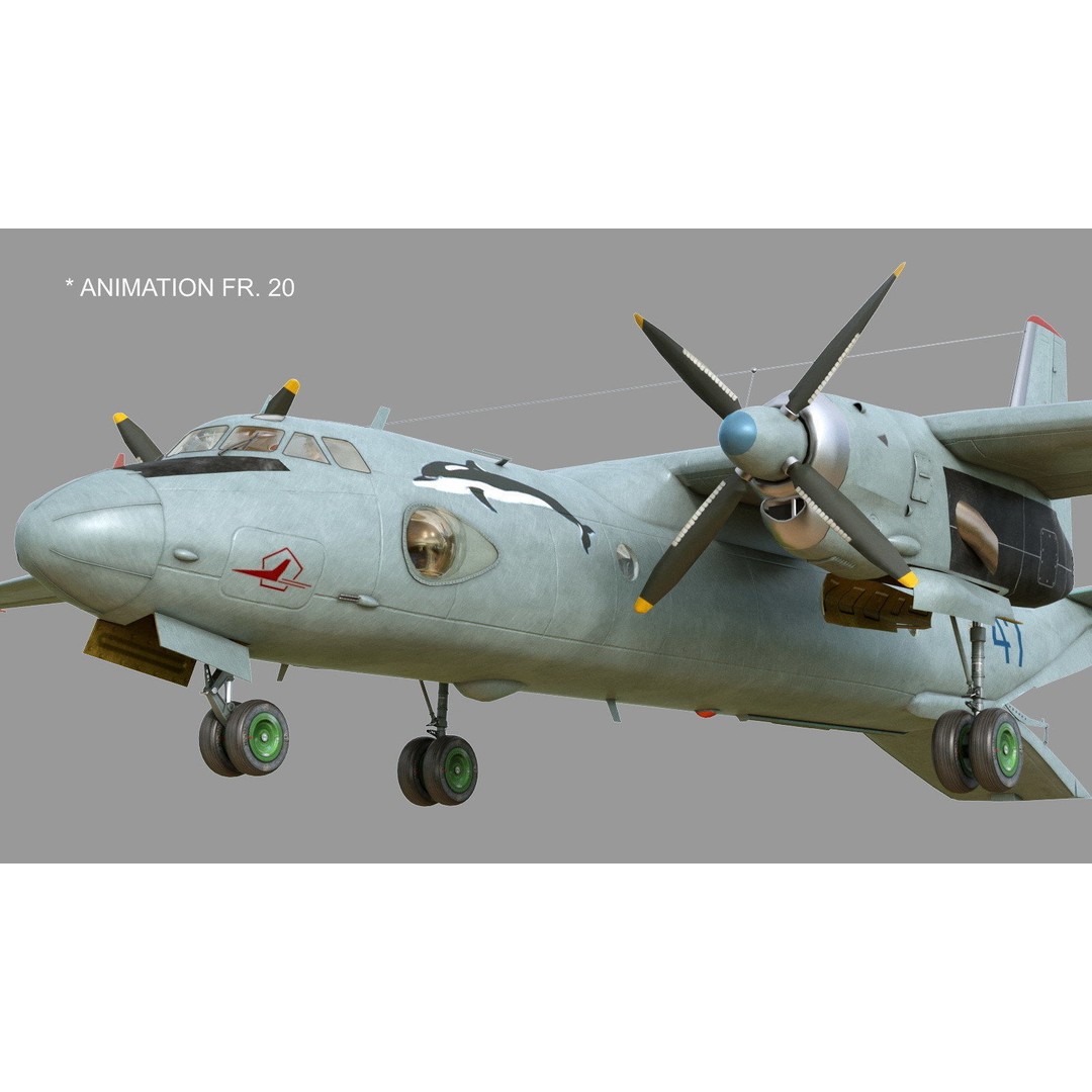 Antonov An-26 3D Model – Military Transport Aircraft, FBX, OBJ - View 12