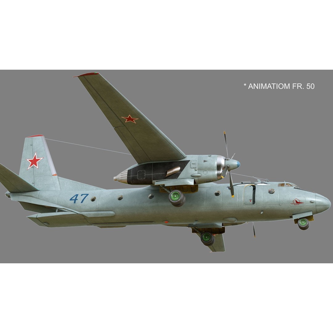 Antonov An-26 3D Model – Military Transport Aircraft, FBX, OBJ - View 13
