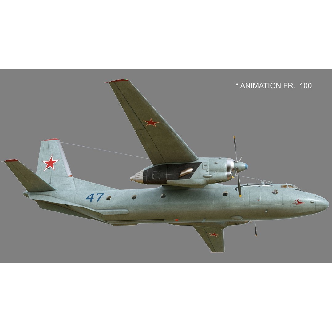 Antonov An-26 3D Model – Military Transport Aircraft, FBX, OBJ - View 14