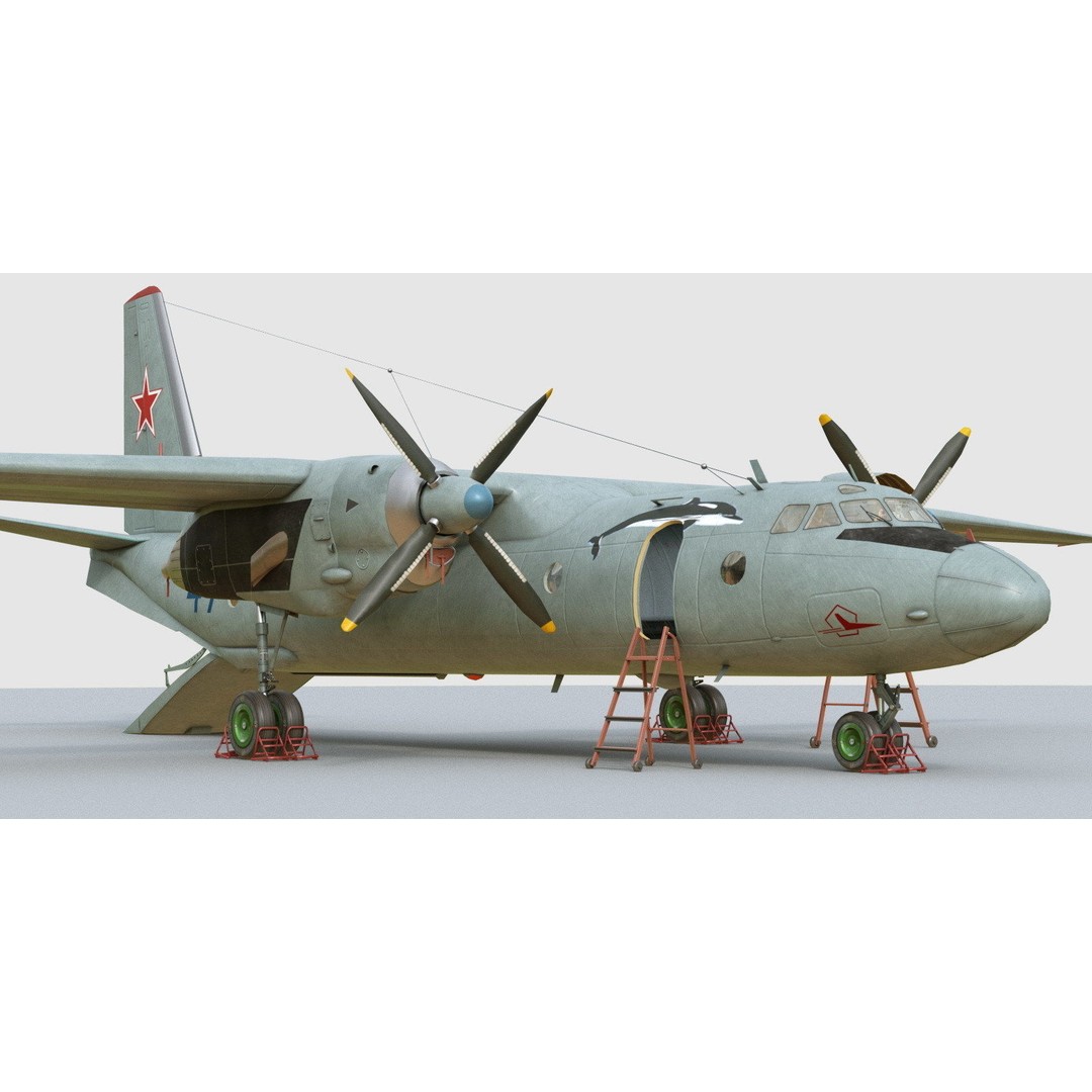Antonov An-26 3D Model – Military Transport Aircraft, FBX, OBJ - View 3