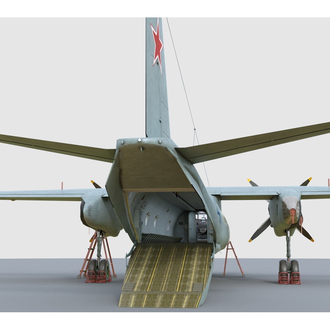 Antonov An-26 3D Model – Military Transport Aircraft, FBX, OBJ - View 7