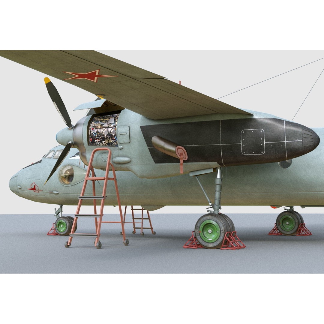 Antonov An-26 3D Model – Military Transport Aircraft, FBX, OBJ - View 9