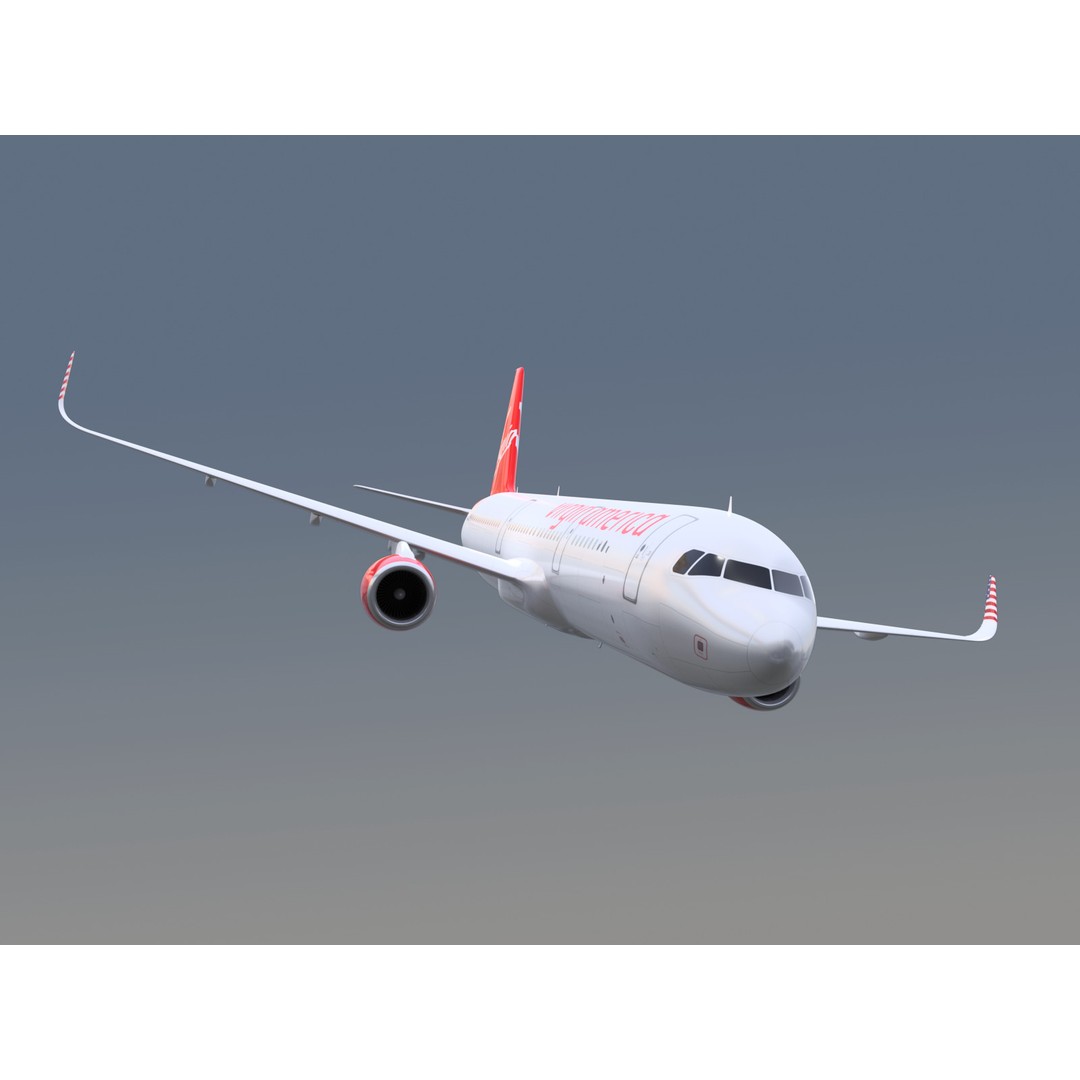 Airbus A321neo 3D Model – Commercial Aircraft with Virgin Livery, FBX - View 10