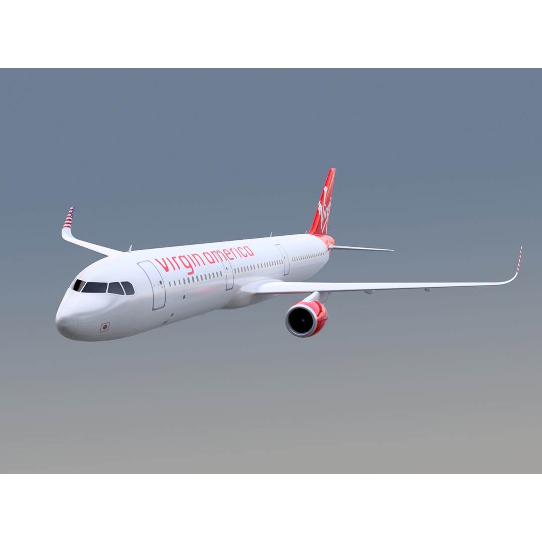Airbus A321neo 3D Model – Commercial Aircraft with Virgin Livery, FBX - View 3