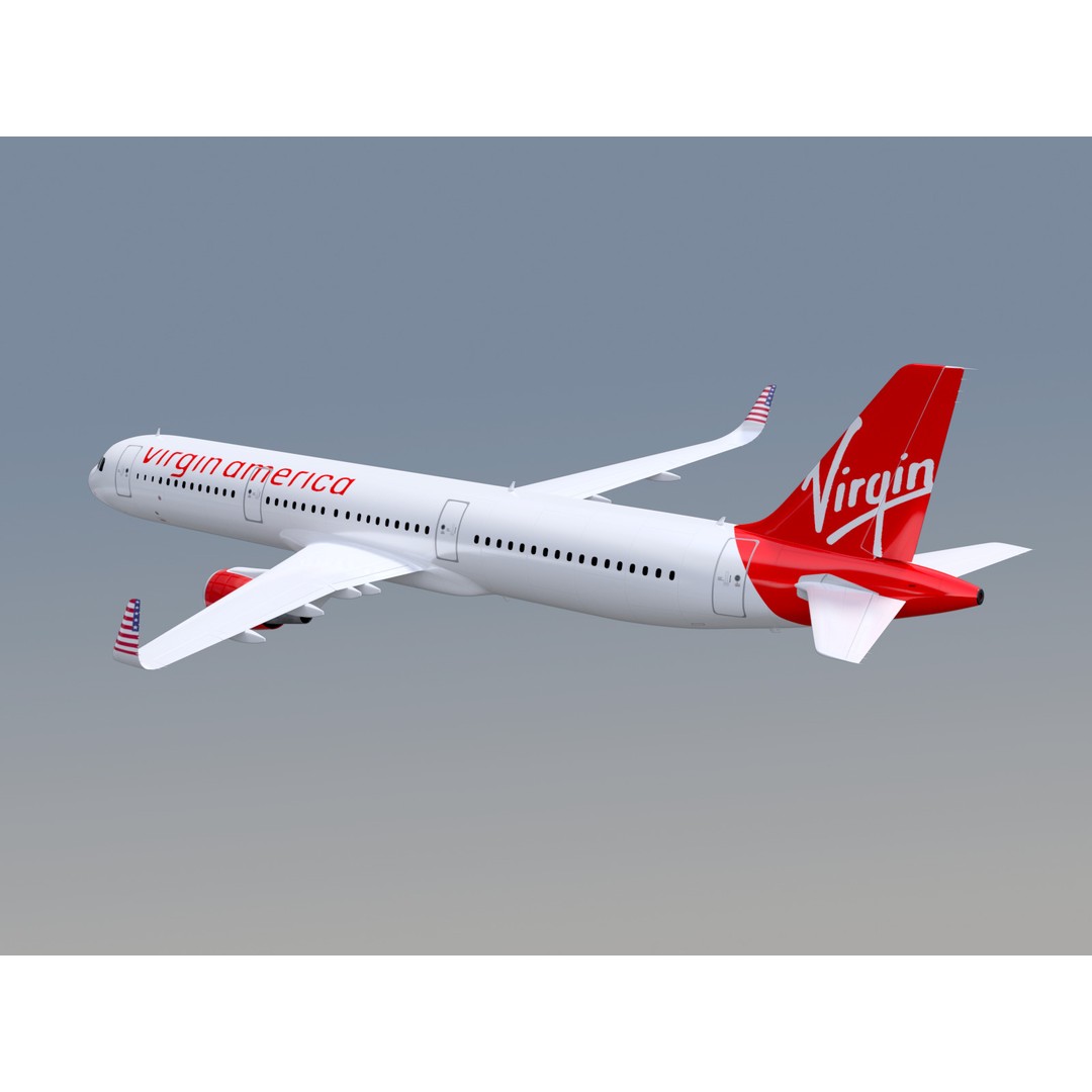 Airbus A321neo 3D Model – Commercial Aircraft with Virgin Livery, FBX - View 5