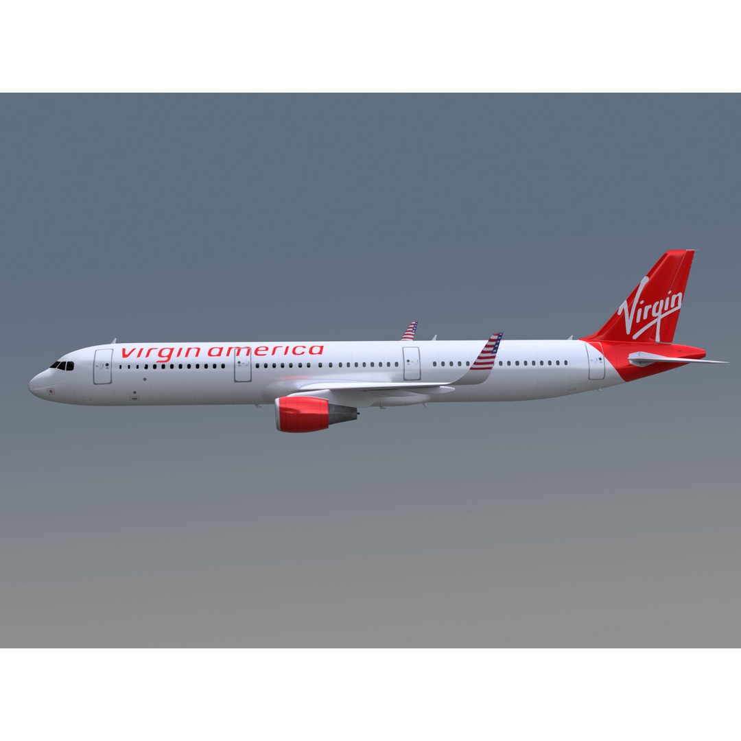Airbus A321neo 3D Model – Commercial Aircraft with Virgin Livery, FBX - View 6
