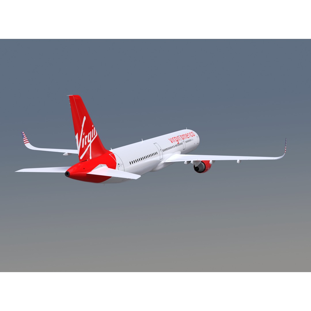 Airbus A321neo 3D Model – Commercial Aircraft with Virgin Livery, FBX - View 7
