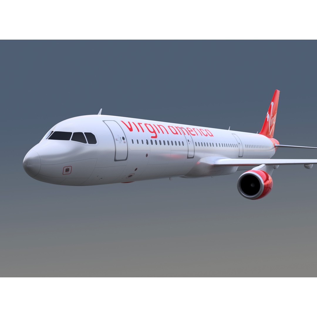 Airbus A321neo 3D Model – Commercial Aircraft with Virgin Livery, FBX - View 9