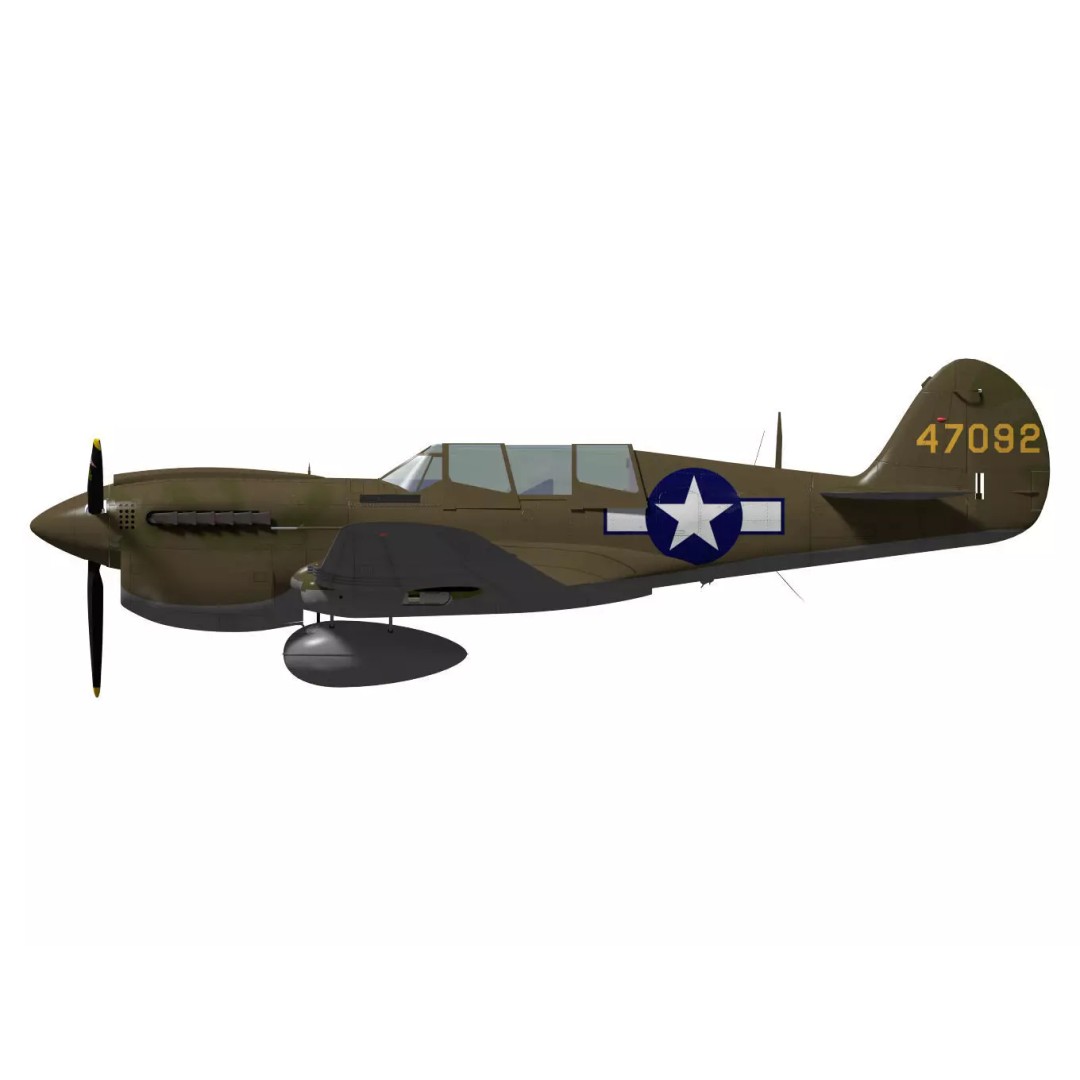 Curtiss TP-40N Warhawk 3D Model – High Poly Military Aircraft, FBX - View 12