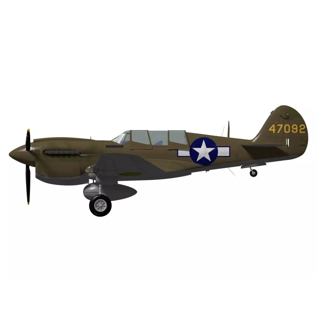 Curtiss TP-40N Warhawk 3D Model – High Poly Military Aircraft, FBX - View 13