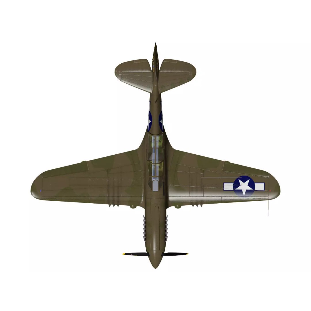 Curtiss TP-40N Warhawk 3D Model – High Poly Military Aircraft, FBX - View 15
