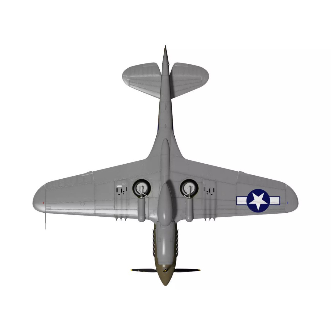 Curtiss TP-40N Warhawk 3D Model – High Poly Military Aircraft, FBX - View 16