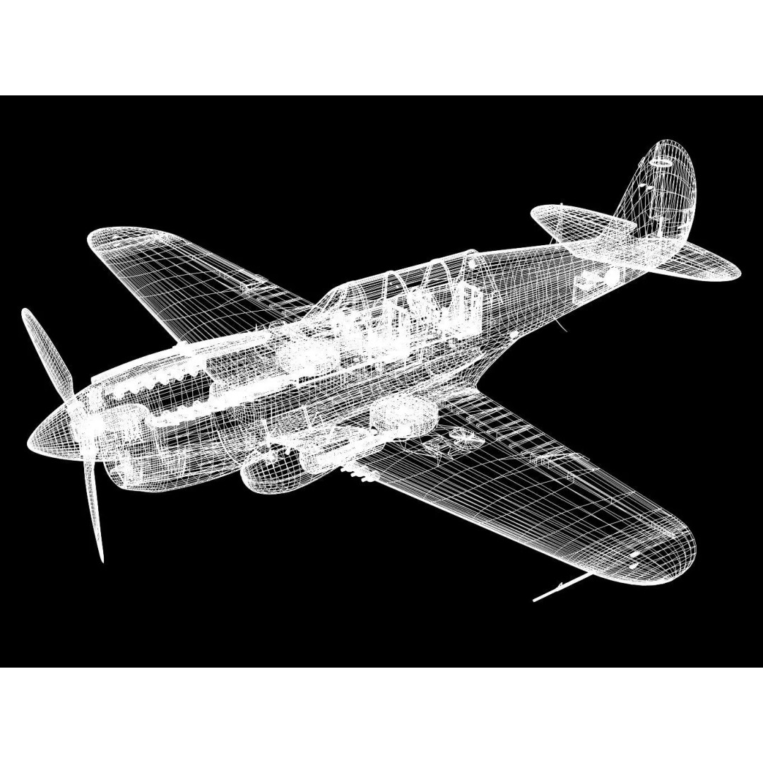 Curtiss TP-40N Warhawk 3D Model – High Poly Military Aircraft, FBX - View 18