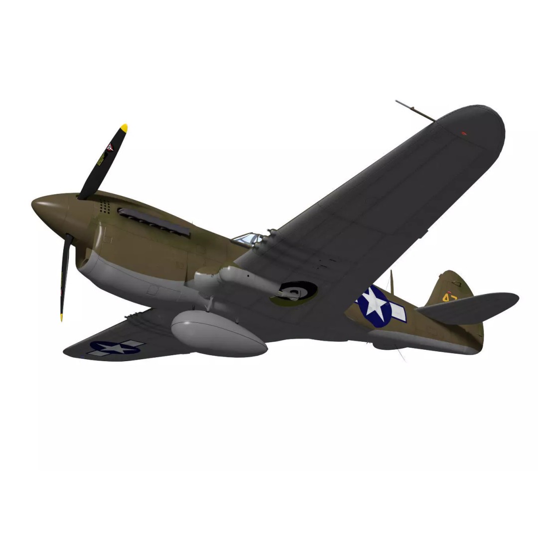 Curtiss TP-40N Warhawk 3D Model – High Poly Military Aircraft, FBX - View 5
