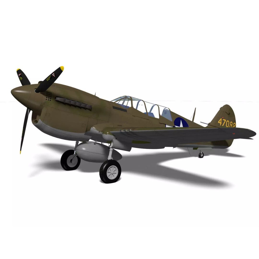 Curtiss TP-40N Warhawk 3D Model – High Poly Military Aircraft, FBX - View 6