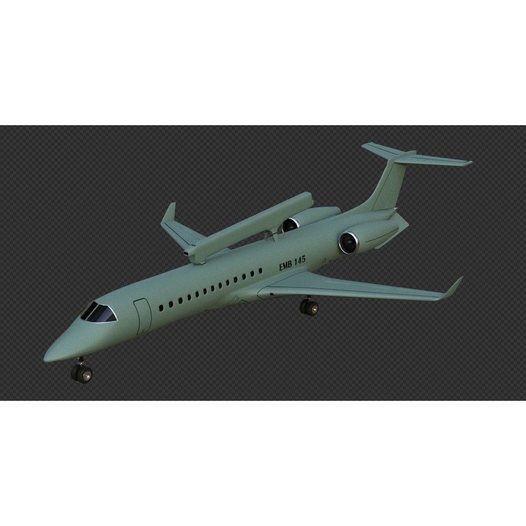 EMBRAER EMB145 AEW C 3D Model – Low Poly Aircraft Asset, FBX, OBJ - View 10